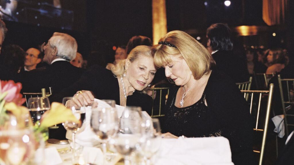 Helene Fortunoff, right, with actress Lauren Bacall at the 2006 Gem Awards, where Helene received the Lifetime Achievement Award. Bacall, a longtime spokesperson for Fortunoff’s, introduced Helene at the gala. 20211109_Helene at GEM.jpg